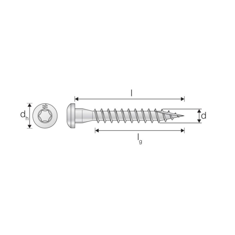Vis pour Connecteurs Bois Simpson CSA inox A4 tête Torx Diamètre 5 - Boîte de 250