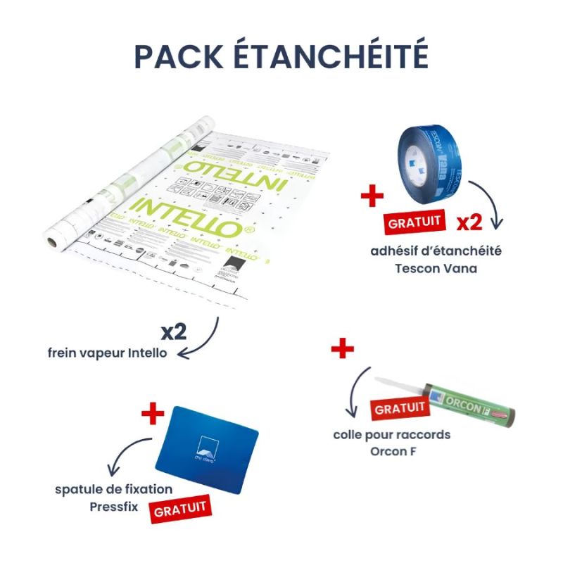 Pack frein vapeur Intello Sd 0,25 à 25 mavec armature (1.5x50m) - 2x75m² - Pro Clima