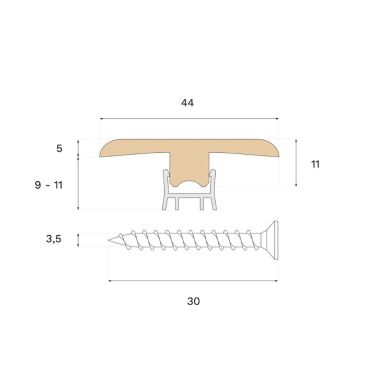 Barre de seuil en T Bjelin Chene Misty White - 2