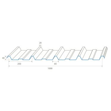 Tôle couverture acier TOP4-40 55/100° Larg. 1 m utile Long.2,10 m - 3